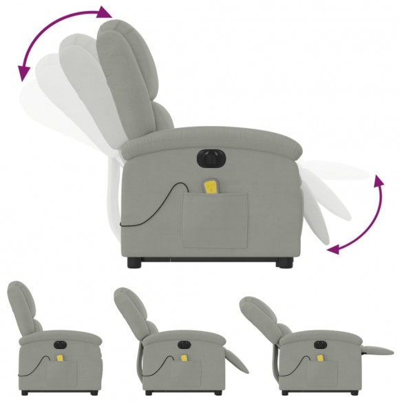 Fauteuil inclinable de massage électrique gris clair velours