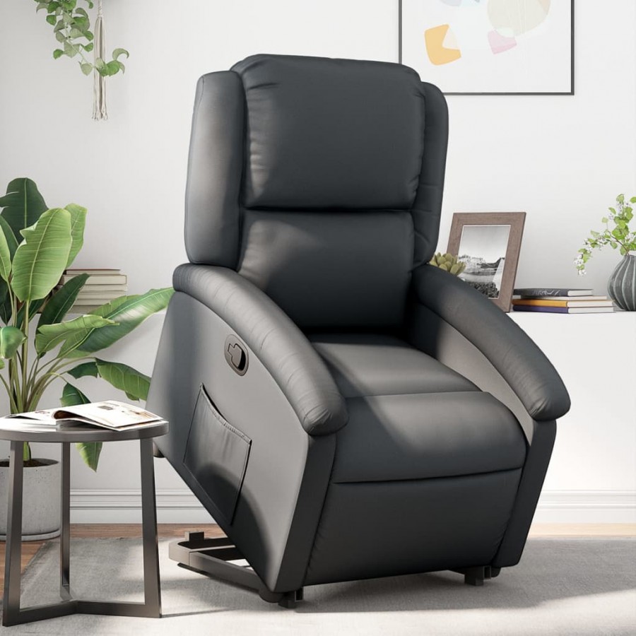 Fauteuil inclinable noir cuir véritable