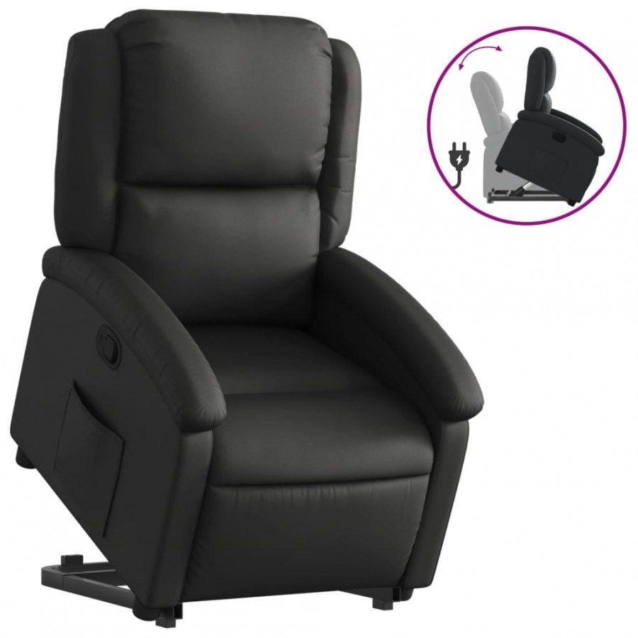 Fauteuil inclinable noir cuir véritable Fauteuil inclinable noir cuir véritable