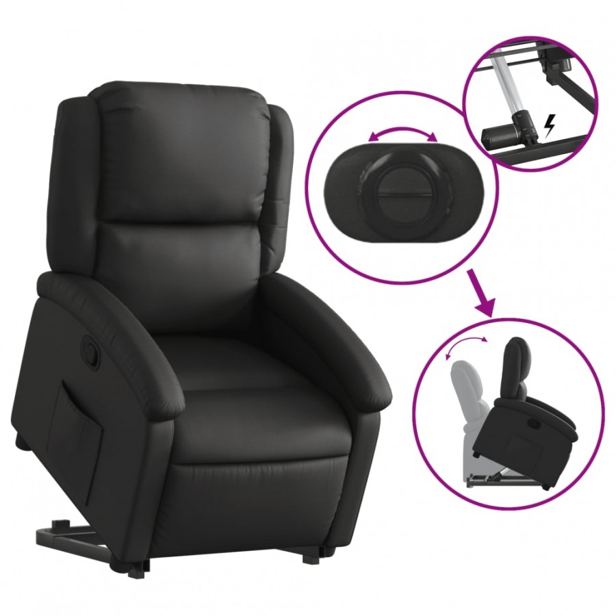 Fauteuil inclinable noir cuir véritable Fauteuil inclinable noir cuir véritable
