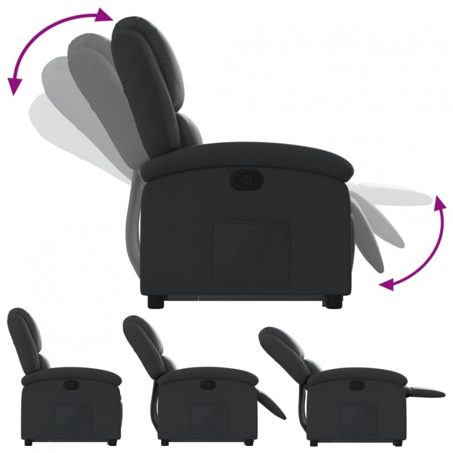 Fauteuil inclinable noir cuir véritable Fauteuil inclinable noir cuir véritable