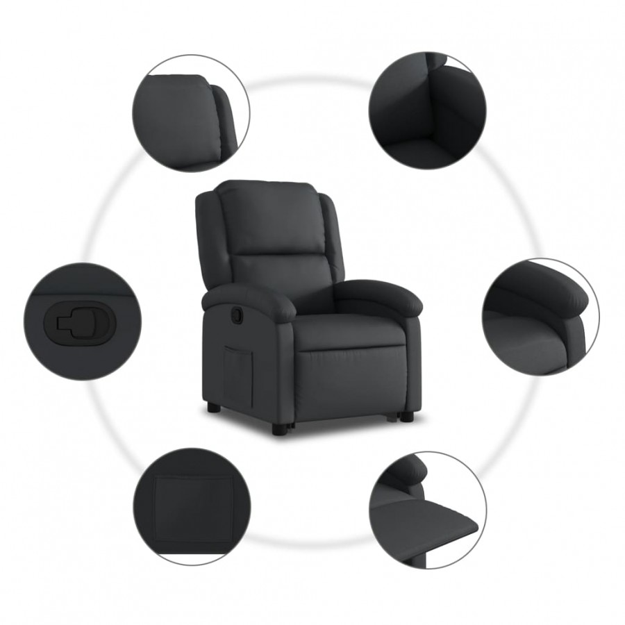 Fauteuil inclinable noir cuir véritable Fauteuil inclinable noir cuir véritable
