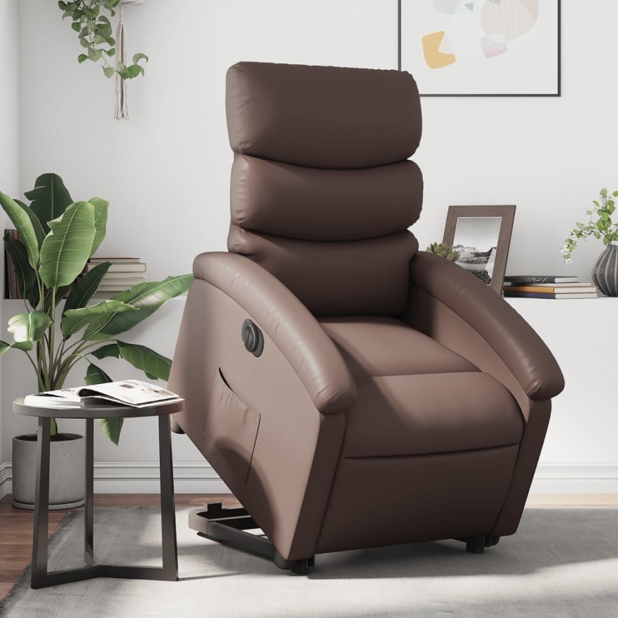 Fauteuil inclinable électrique marron similicuir