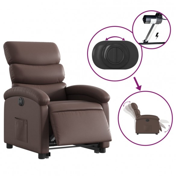 Fauteuil inclinable électrique marron similicuir