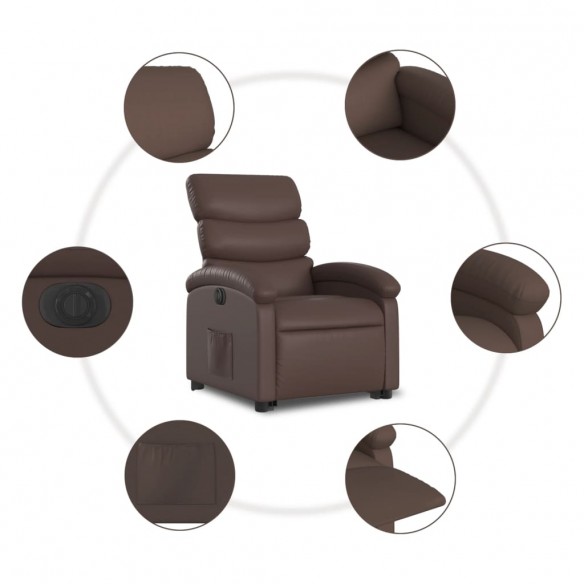 Fauteuil inclinable électrique marron similicuir