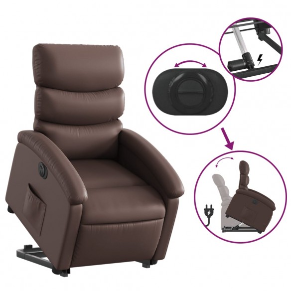 Fauteuil inclinable électrique marron similicuir