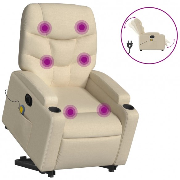 Fauteuil inclinable de massage électrique Crème Tissu