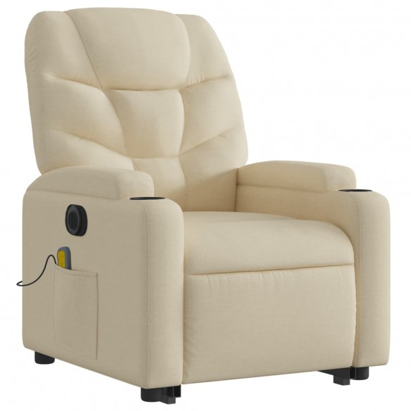 Fauteuil inclinable de massage électrique Crème Tissu