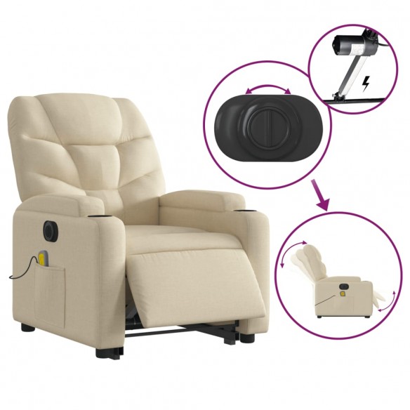 Fauteuil inclinable de massage électrique Crème Tissu