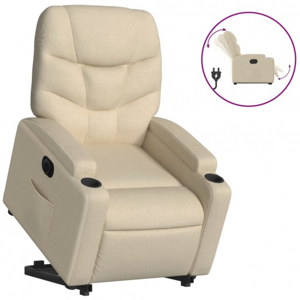 Fauteuil inclinable électrique crème tissu