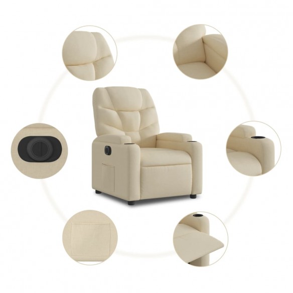 Fauteuil inclinable électrique crème tissu