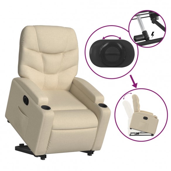 Fauteuil inclinable électrique crème tissu