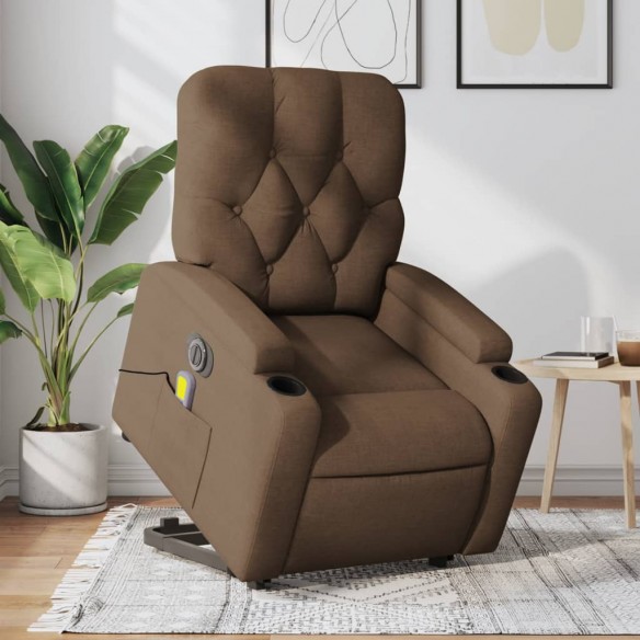 Fauteuil inclinable de massage électrique Marron Tissu