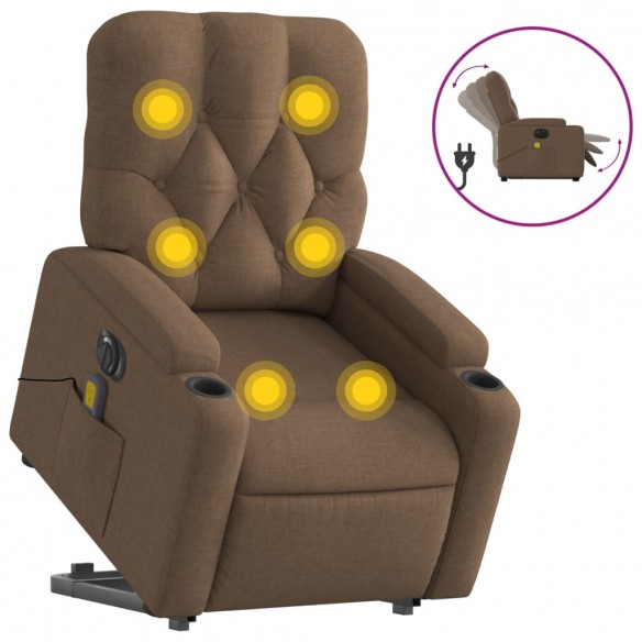 Fauteuil inclinable de massage électrique Marron Tissu