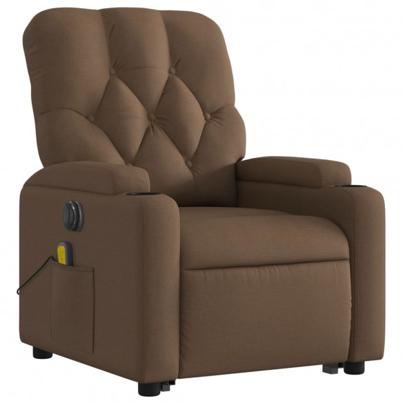 Fauteuil inclinable de massage électrique Marron Tissu