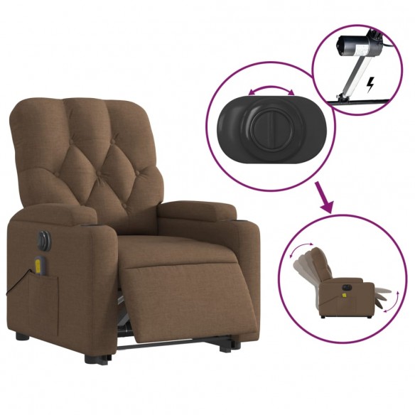 Fauteuil inclinable de massage électrique Marron Tissu