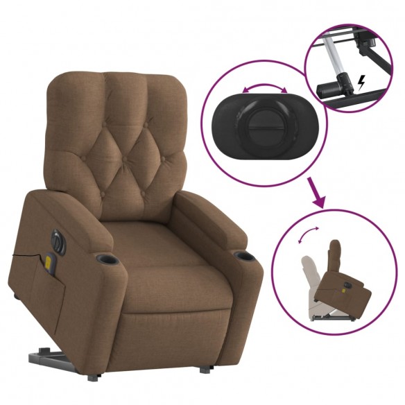 Fauteuil inclinable de massage électrique Marron Tissu