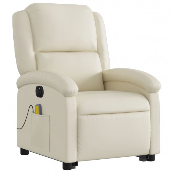 Fauteuil inclinable de massage électrique crème similicuir