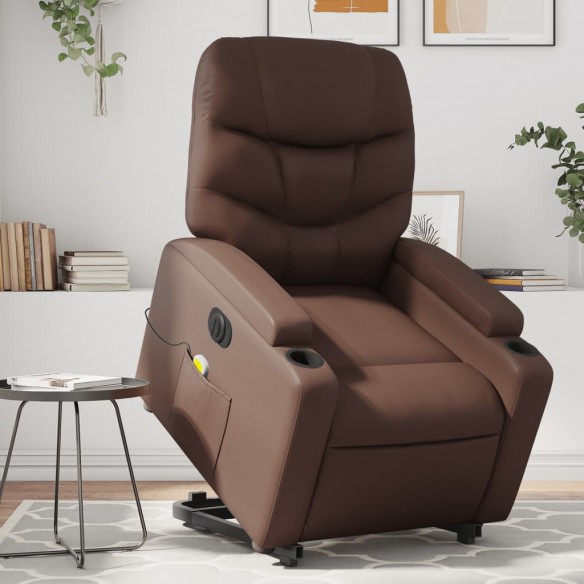 Fauteuil inclinable de massage électrique marron similicuir