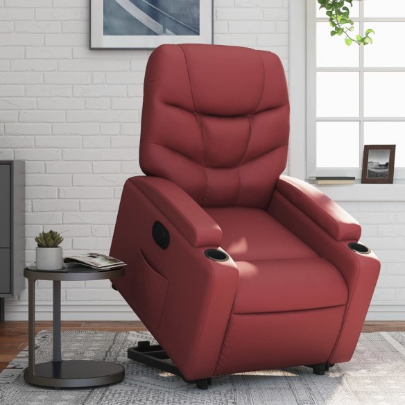 Fauteuil inclinable électrique rouge bordeaux similicuir