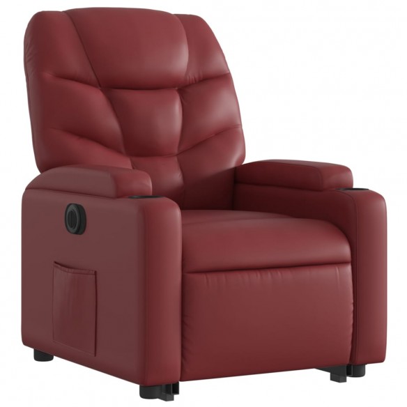 Fauteuil inclinable électrique rouge bordeaux similicuir