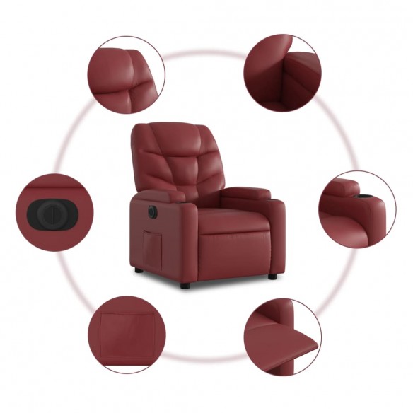 Fauteuil inclinable électrique rouge bordeaux similicuir