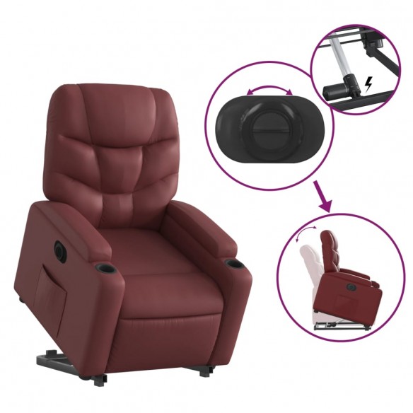 Fauteuil inclinable électrique rouge bordeaux similicuir