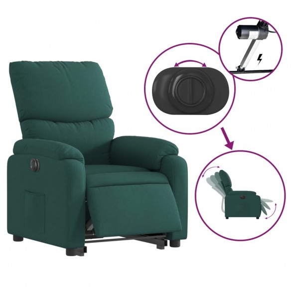 Fauteuil inclinable électrique vert foncé tissu