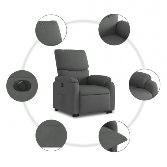 Fauteuil inclinable électrique gris foncé tissu