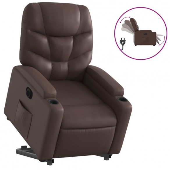 Fauteuil inclinable électrique marron similicuir