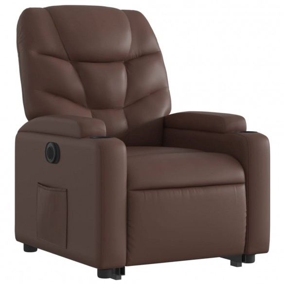 Fauteuil inclinable électrique marron similicuir