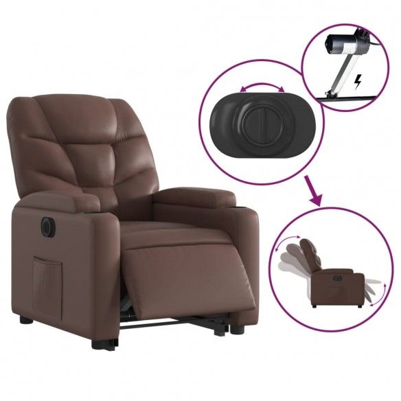 Fauteuil inclinable électrique marron similicuir