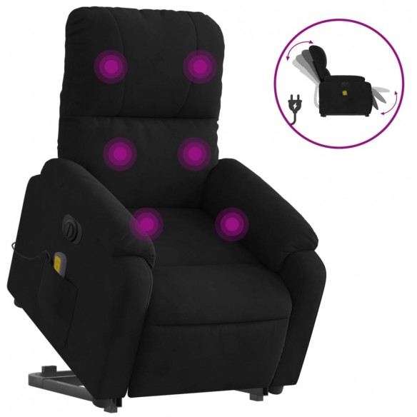 Fauteuil inclinable de massage électrique noir tissu microfibre