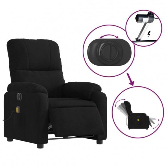 Fauteuil inclinable de massage électrique noir tissu microfibre