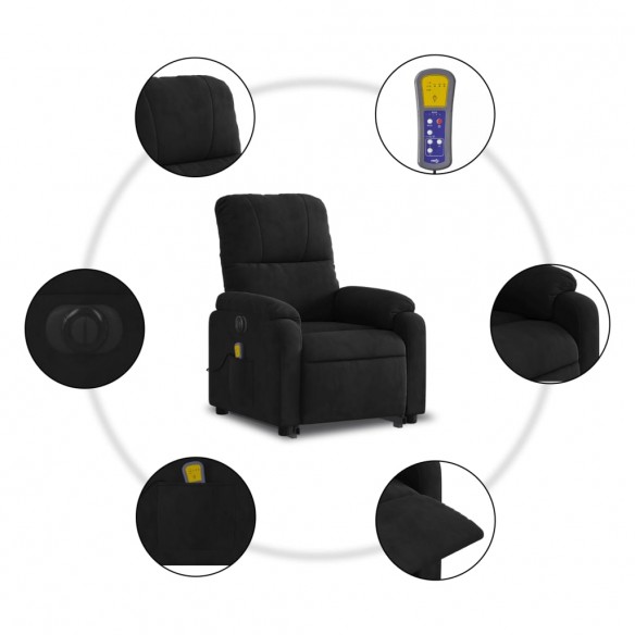 Fauteuil inclinable de massage électrique noir tissu microfibre