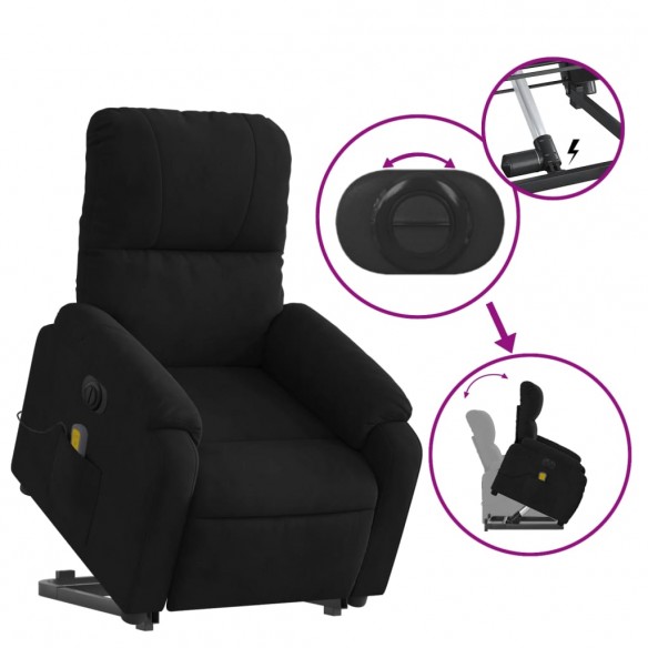 Fauteuil inclinable de massage électrique noir tissu microfibre