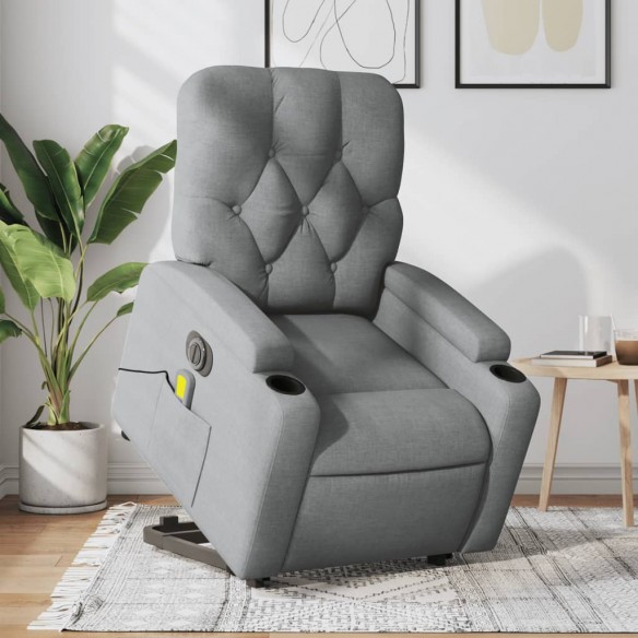 Fauteuil inclinable de massage électrique Gris clair Tissu