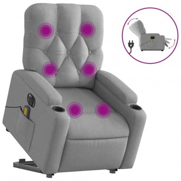 Fauteuil inclinable de massage électrique Gris clair Tissu