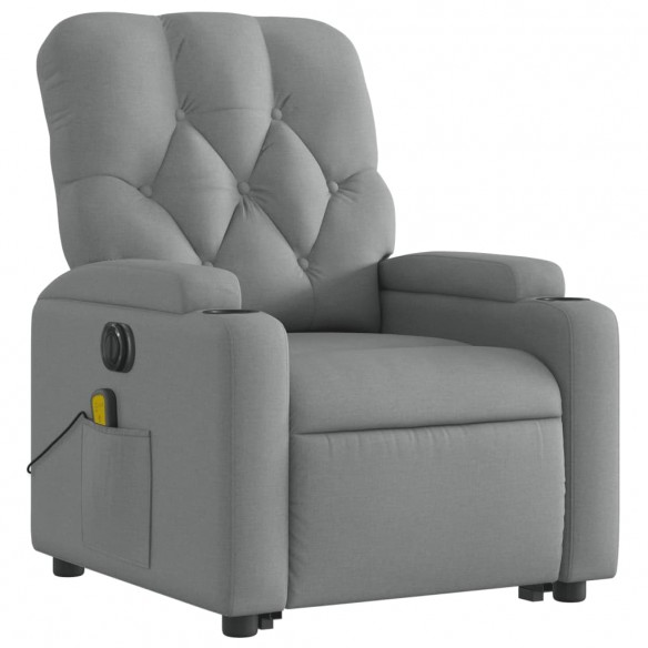 Fauteuil inclinable de massage électrique Gris clair Tissu