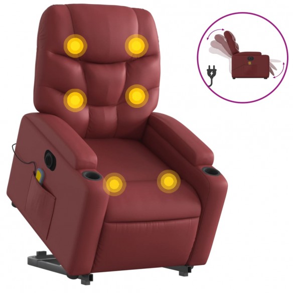 Fauteuil inclinable de massage électrique rouge bordeaux