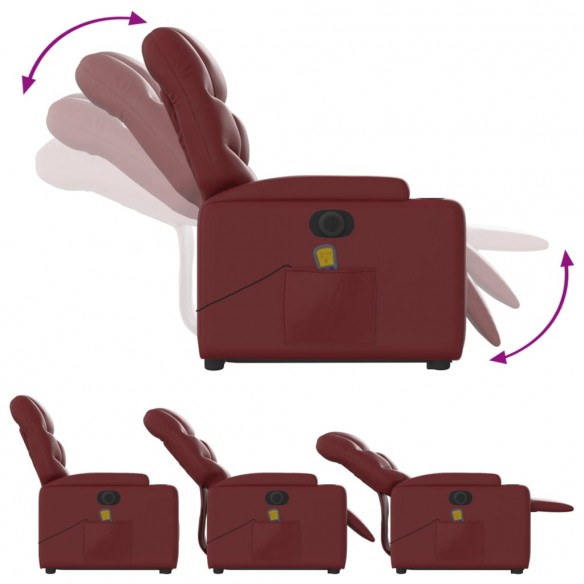 Fauteuil inclinable de massage électrique rouge bordeaux