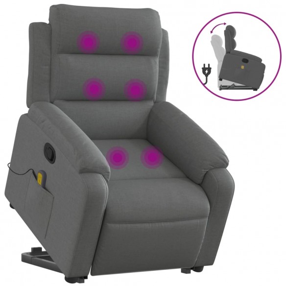 Fauteuil de massage inclinable Gris foncé Tissu