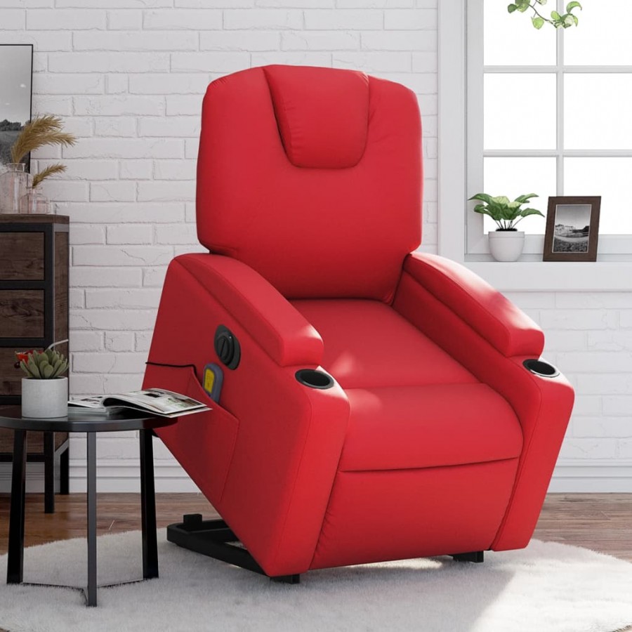 Fauteuil inclinable de massage électrique rouge similicuir