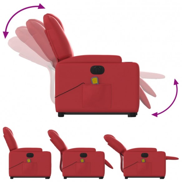 Fauteuil inclinable de massage électrique rouge similicuir