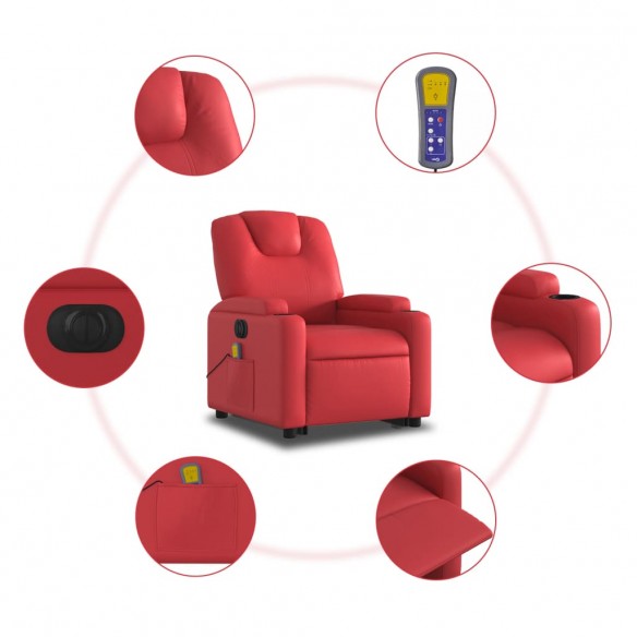 Fauteuil inclinable de massage électrique rouge similicuir