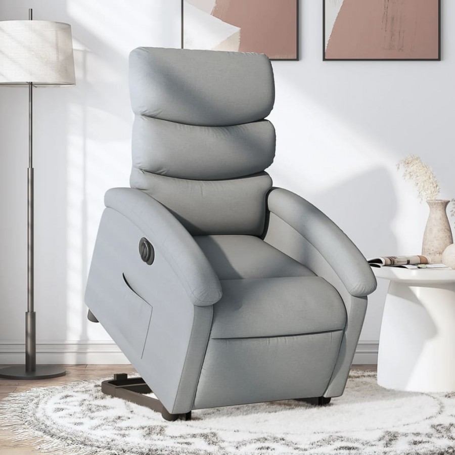 Fauteuil inclinable électrique gris clair tissu