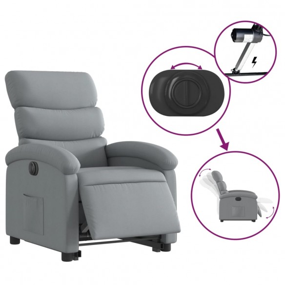 Fauteuil inclinable électrique gris clair tissu