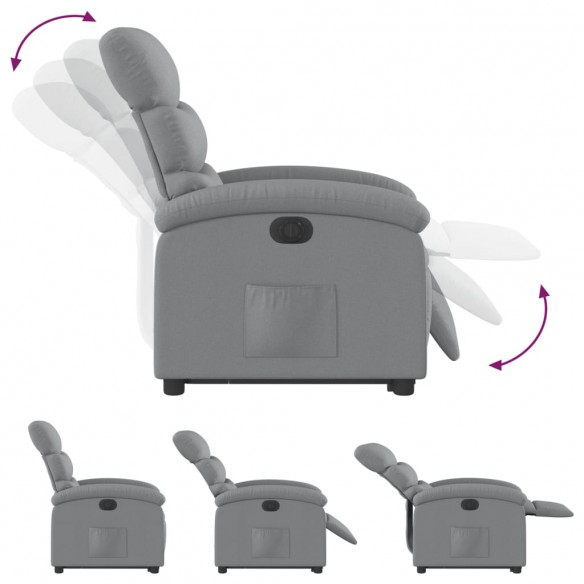 Fauteuil inclinable électrique gris clair tissu