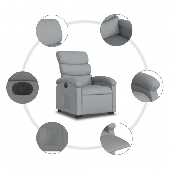 Fauteuil inclinable électrique gris clair tissu