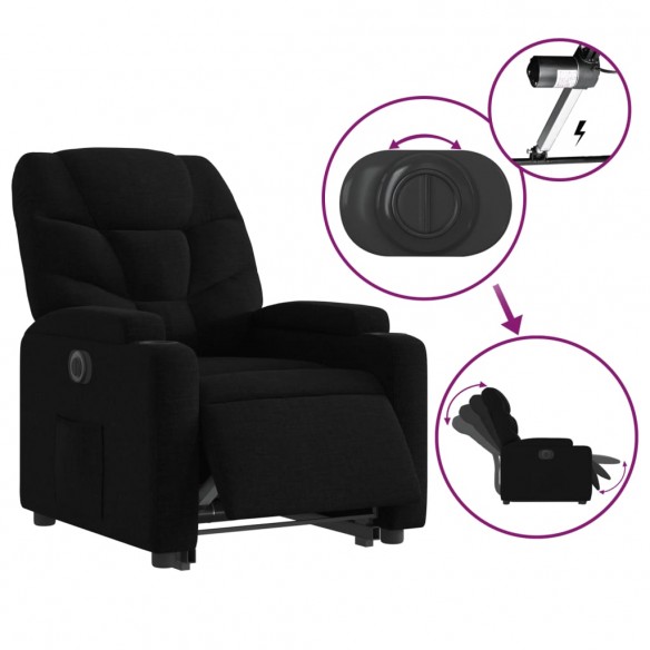 Fauteuil inclinable électrique noir tissu